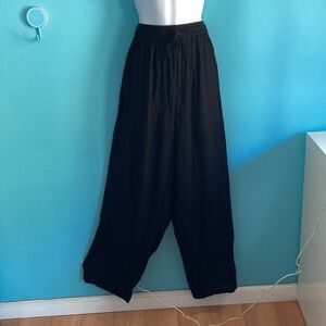 OK Mike Black Rayon Resort Pull On Pants "One Size" (Woman’s XL) Stretch Waist